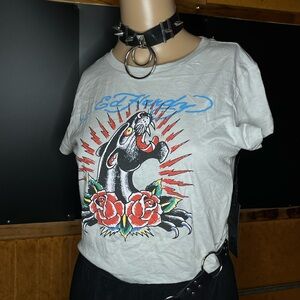 NWOT Ed Hardy Panther crop top
